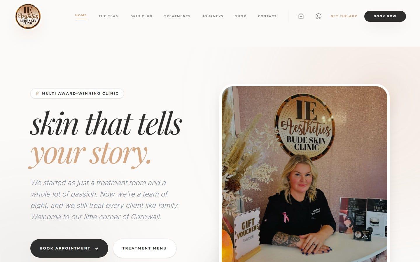 Bude Skin Clinic website screenshot