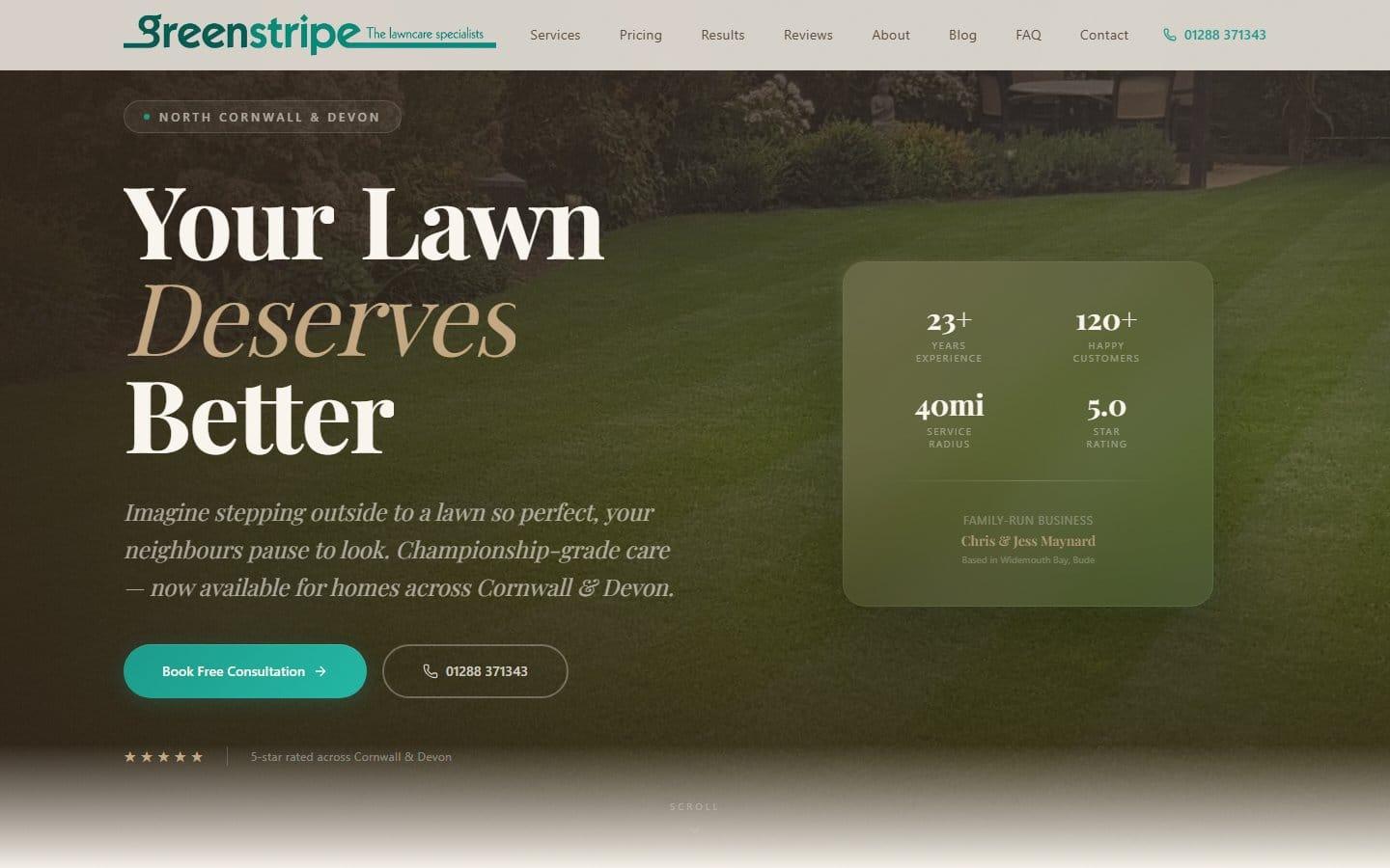 Green Stripe Lawn Care website screenshot