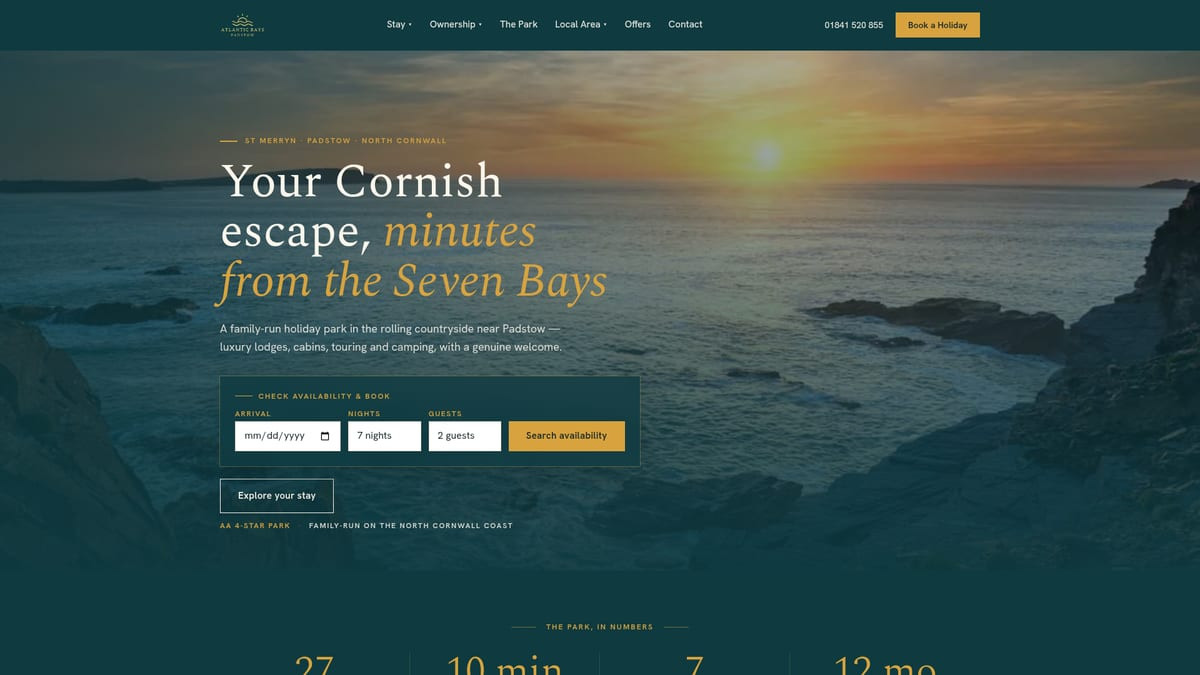 Atlantic Bays Holiday Park website