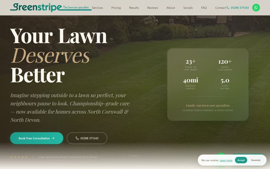 The Green Stripe Lawn Care website we built